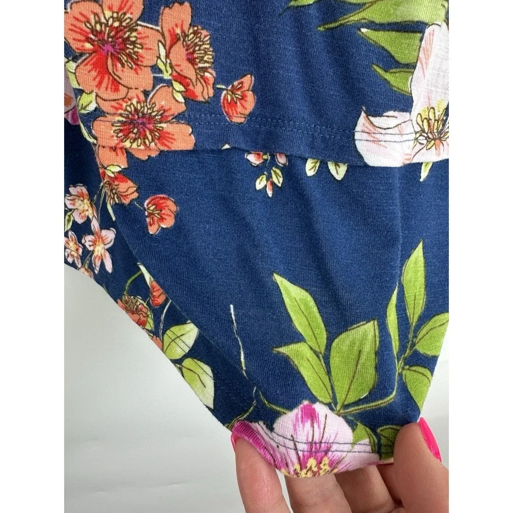 J. Jill Blue Floral Tank Sleeveless Shift Dress Size L Tropical Casual Women - Picture 5 of 9